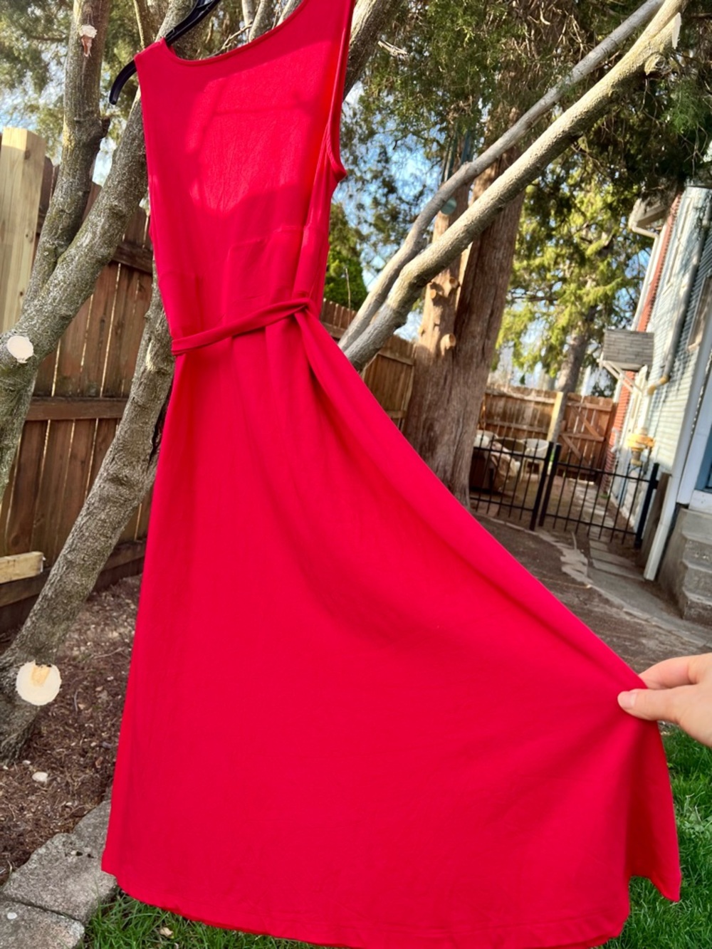 NWOT Elegant Flowy Talbots Petites Red Belted Surplice Dress Sleeveless MP Chic - Picture 10 of 17